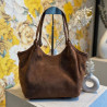 Auren - Petit sac cabas cuir daim cognac